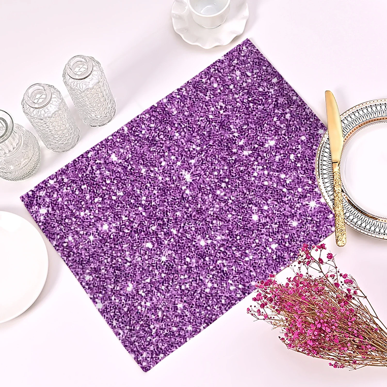 Desk Setup Modern - Purple Geometric Pattern Kitchen Placemat for