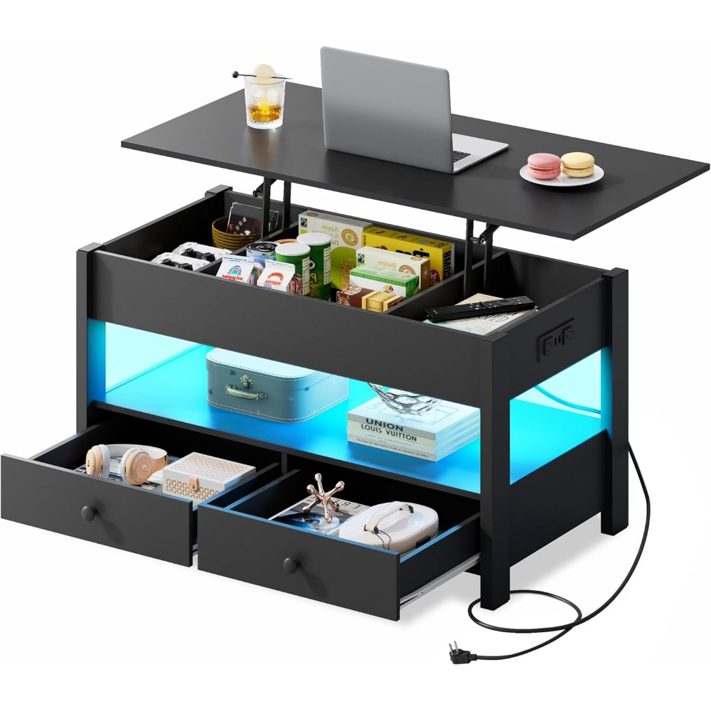Desk Drawer Unit - WLIVE Black Lift Top Coffee Table