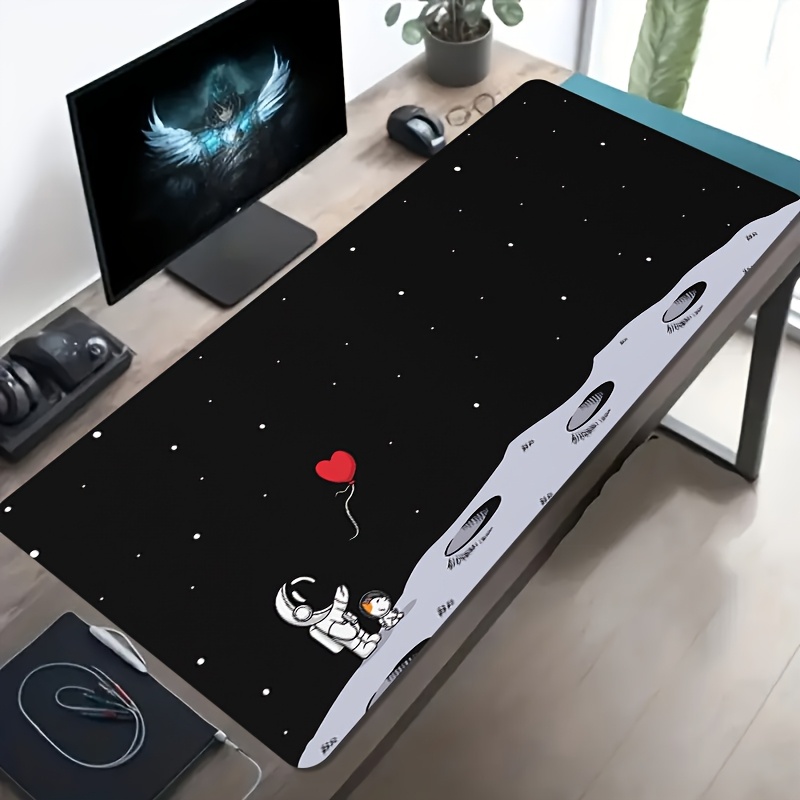 Desk Setup Laptop And Pc - Astronaut Moon Space Oversized Gaming Mouse