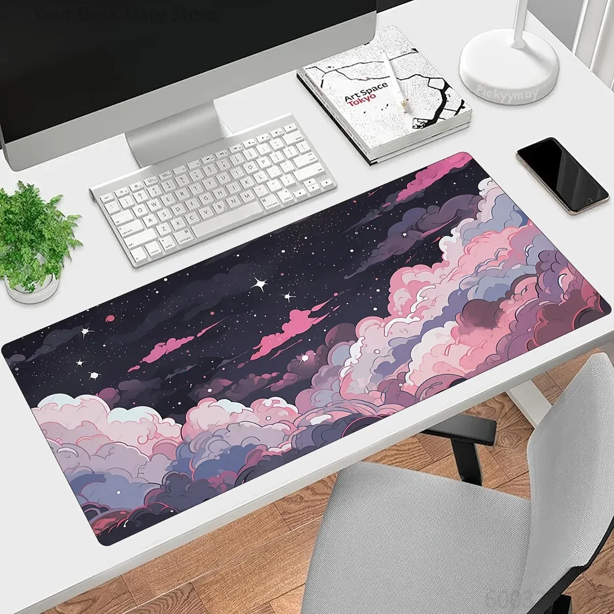 Desk Setup Laptop And Pc - Cute Pink Purple Anime Rubber Mouse