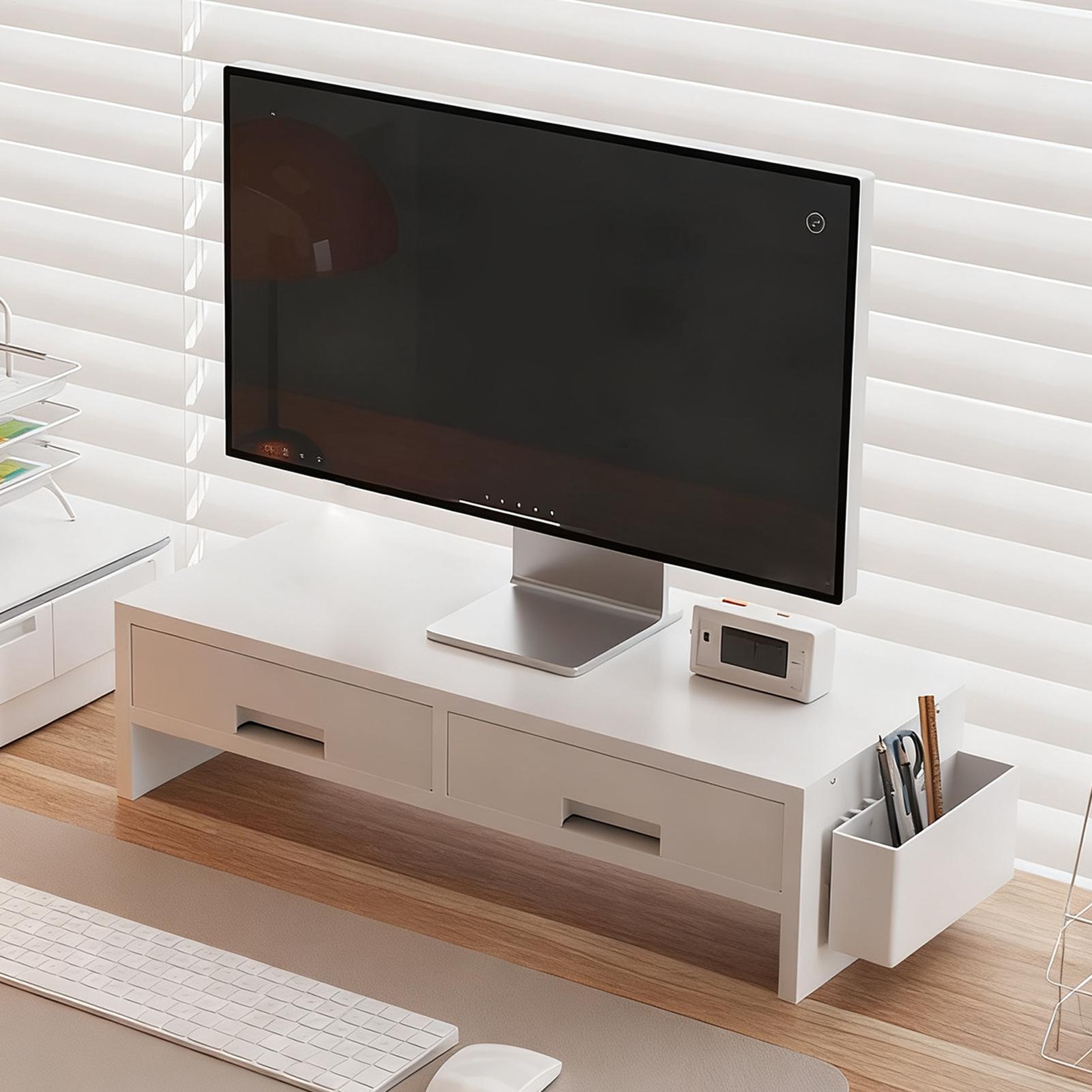 Desk Drawer Unit - Desk Monitor Stand Riser Double Drawer