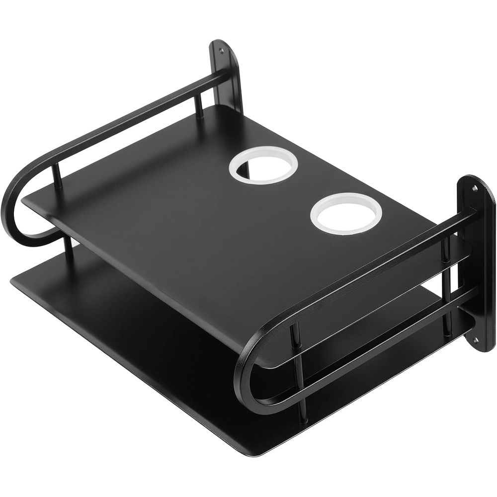 Cable Box Organizer - Black Metal Double Wire Router Storage