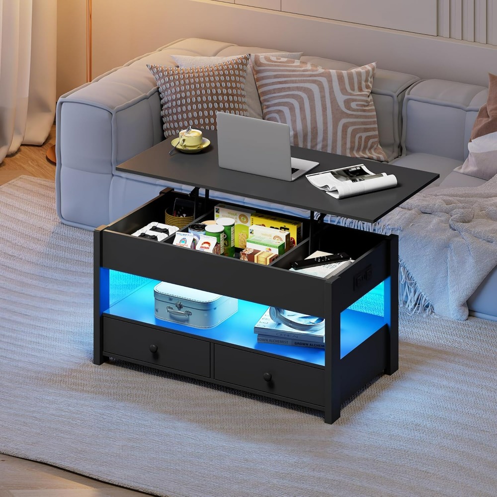 WLIVE Black Lift Top Coffee Ta - Desk Drawer Unit 评论和价格