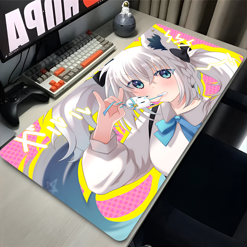 Shirakami Fubuki Mouse Pad Lap - Desk Setup Black And White 评论和价格