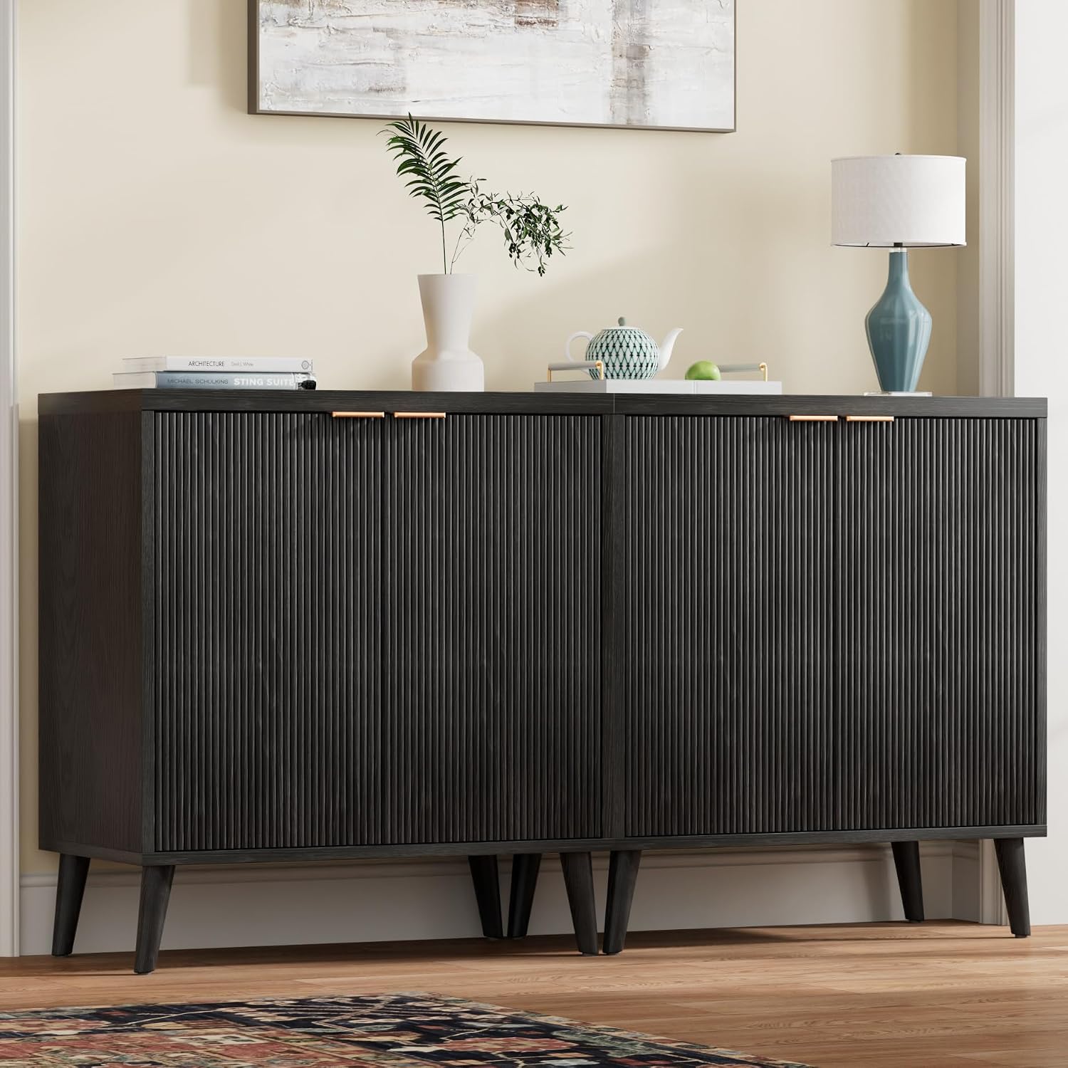Fluted Buffet Cabinet With Sto - Desk Setup Modern 评论和价格