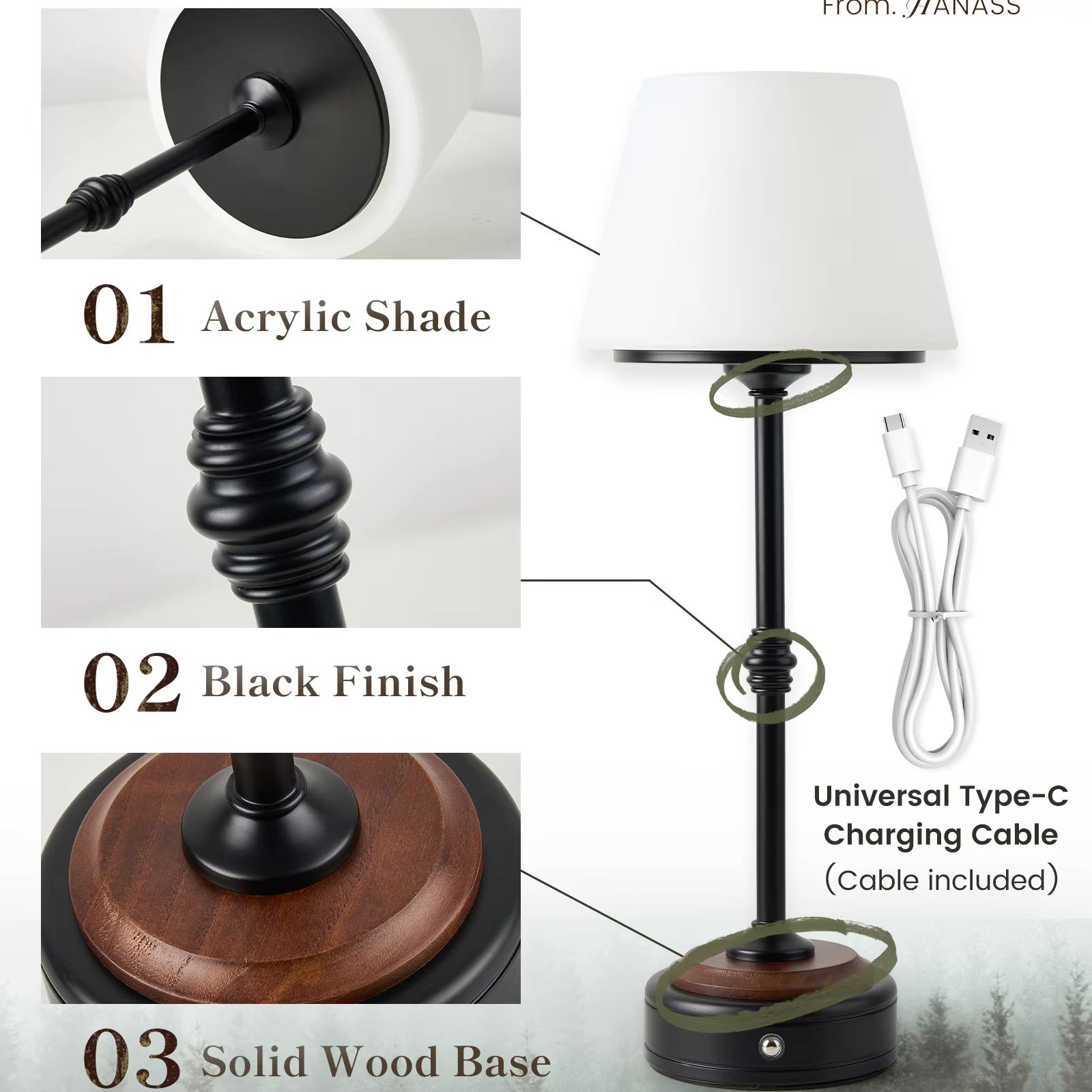 Cordless Table Lamps Set of  5 - Desk Setup Modern 评论和价格