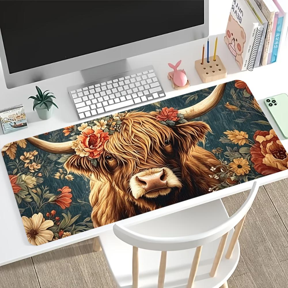 Vintage Highland Cow Floral Ga - Desk Setup Laptop And Pc 评论和价格