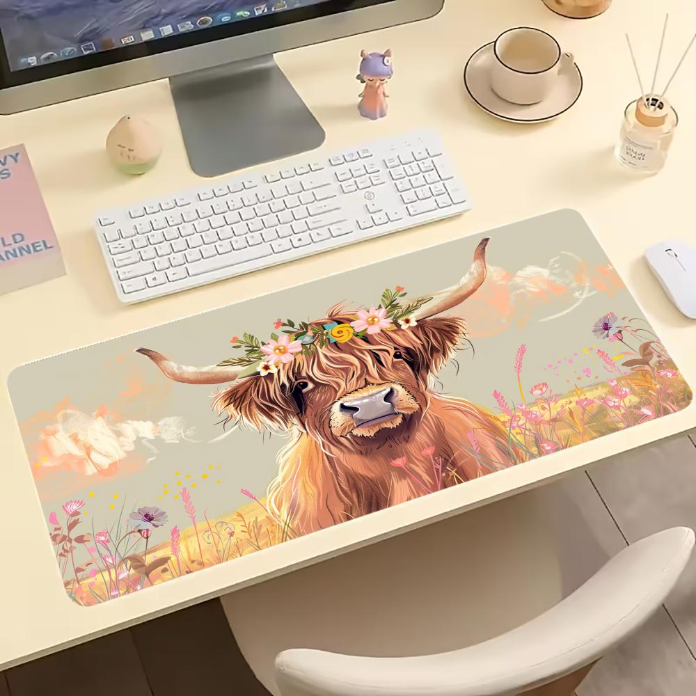 Vintage Highland Cow Floral Ga - Desk Setup Laptop And Pc 评论和价格