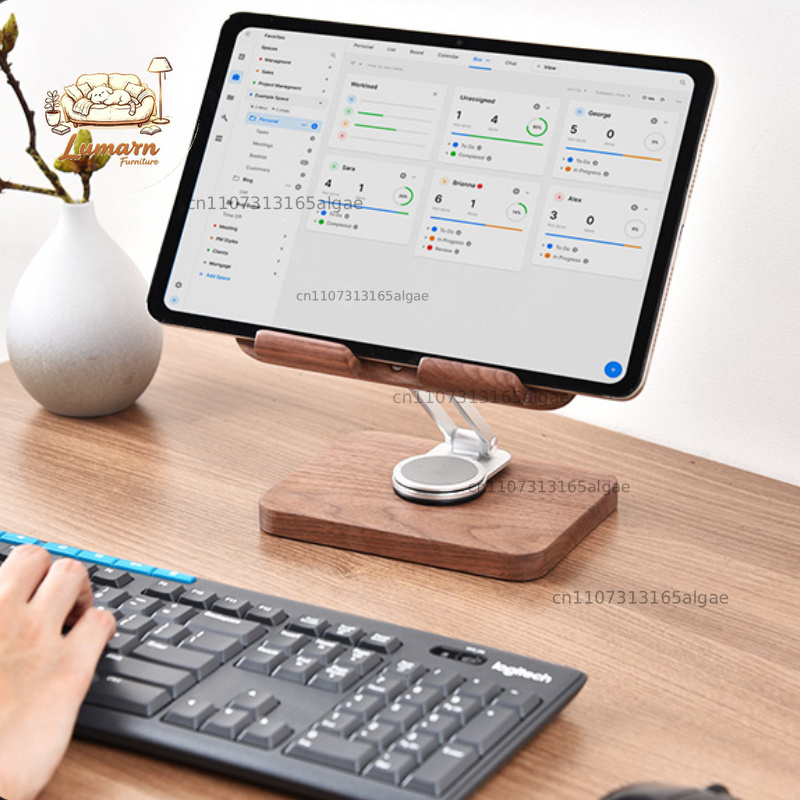 Black Walnut iPad Stand with 3 - Desk Setup With Ipad 评论和价格