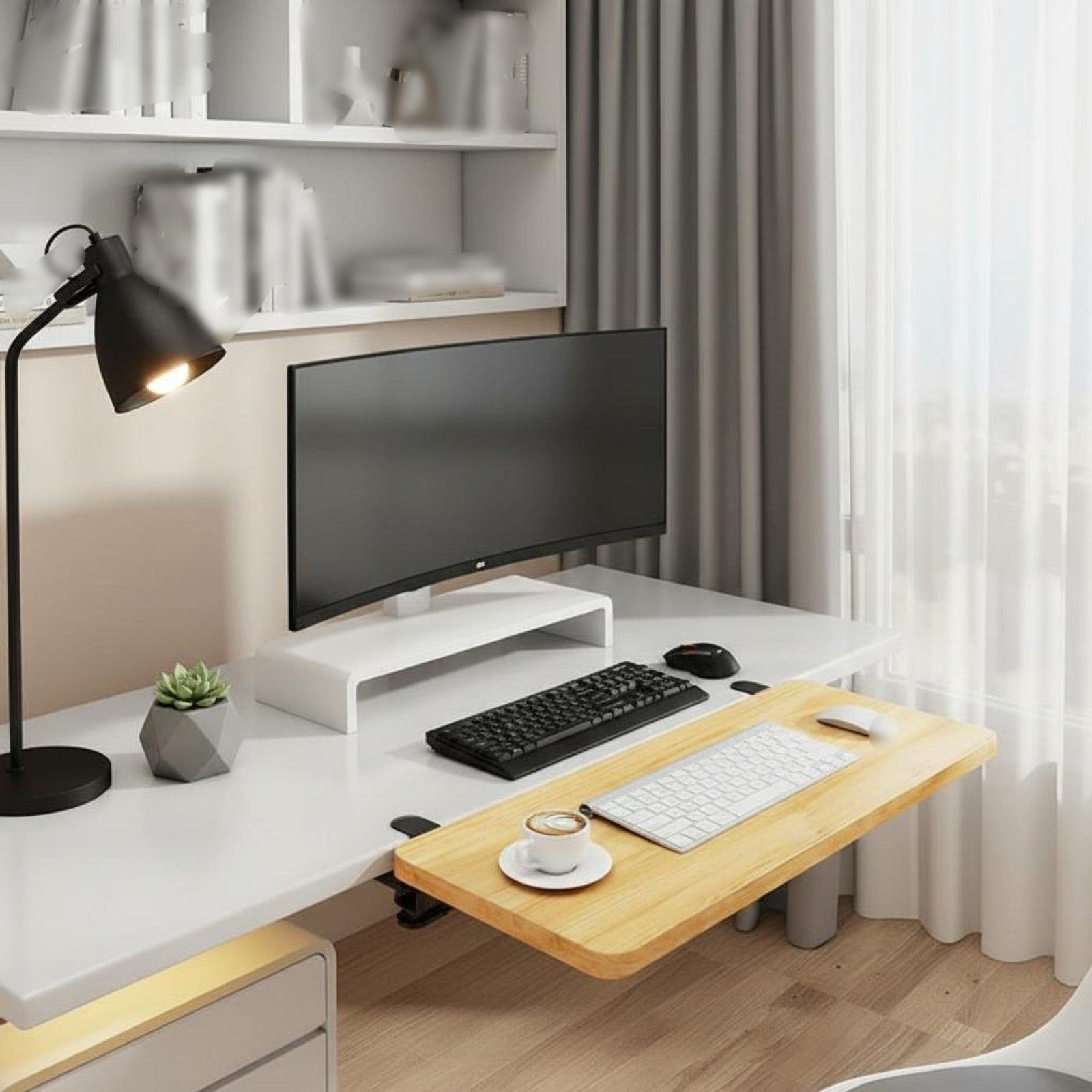 Folding Desk Shelf Desk Extens - Desk Setup With Keyboard Tray 评论和价格