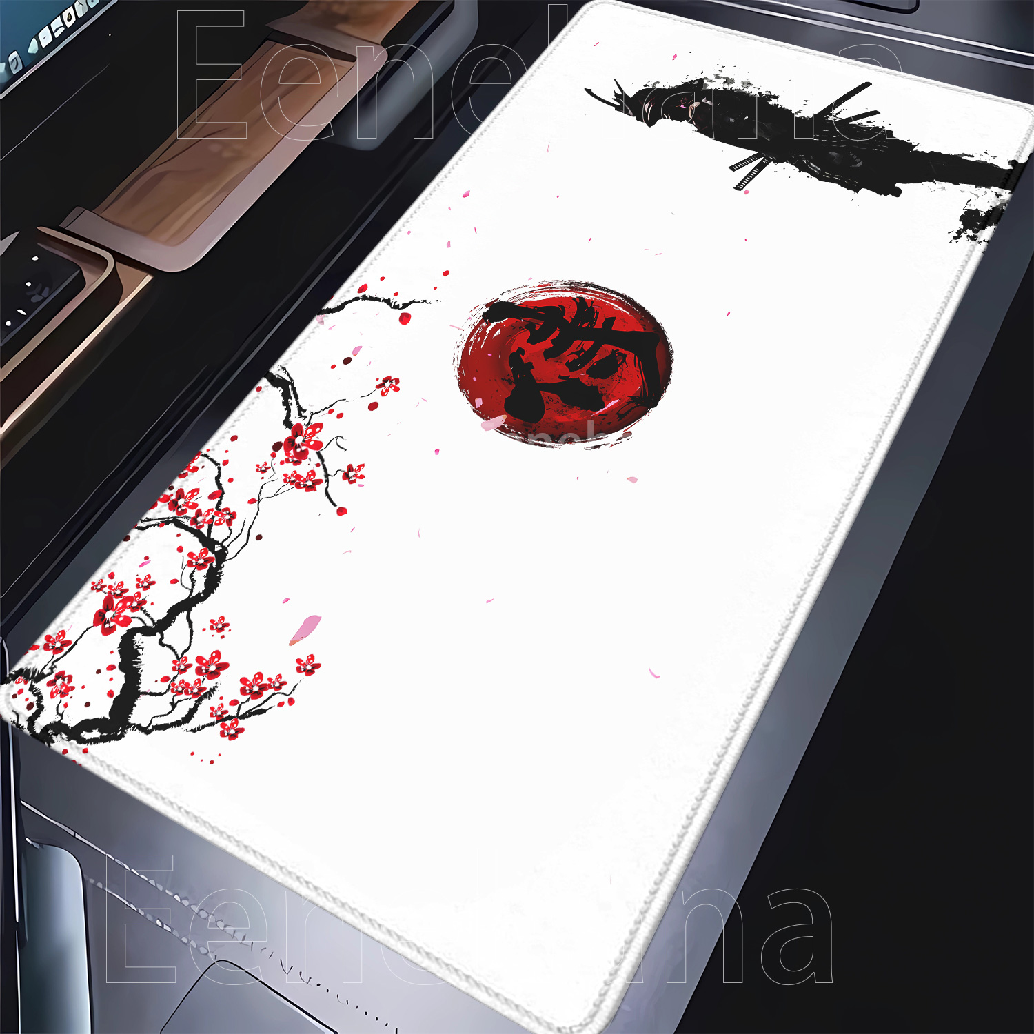 Samurai Warrior Mousepad Gamer - Desk Setup Black And White 评论和价格