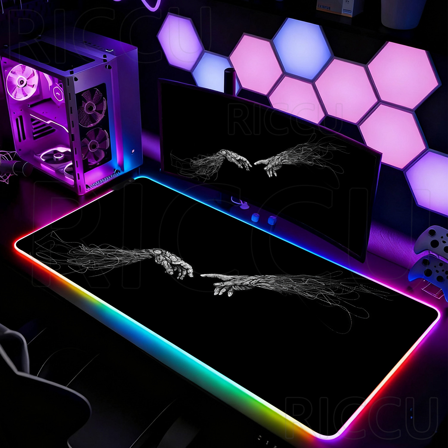 RGB XXL HD Large Black White G - Desk Setup Laptop And Pc 评论和价格